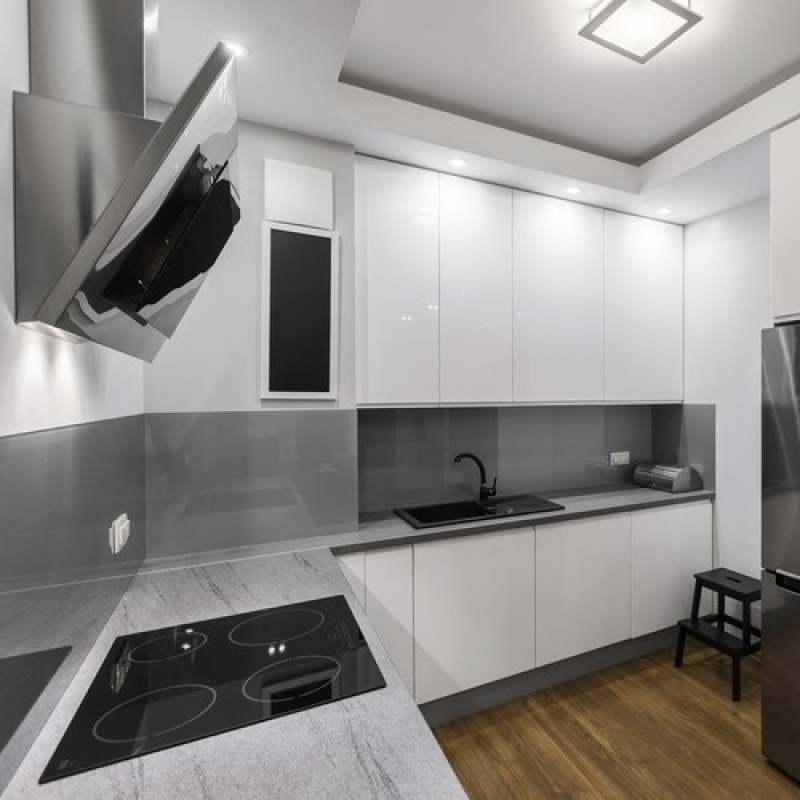 Cozinha Planejada para Apartamento Pequeno na Tanque Grande - Cozinha Planejada com Granito